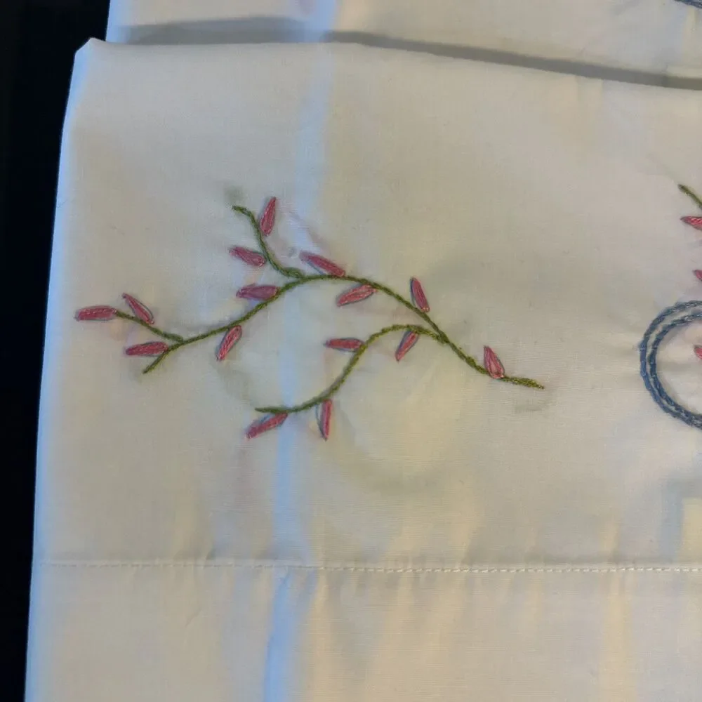 Hand stitched with intial S Pillowcases Standard Size